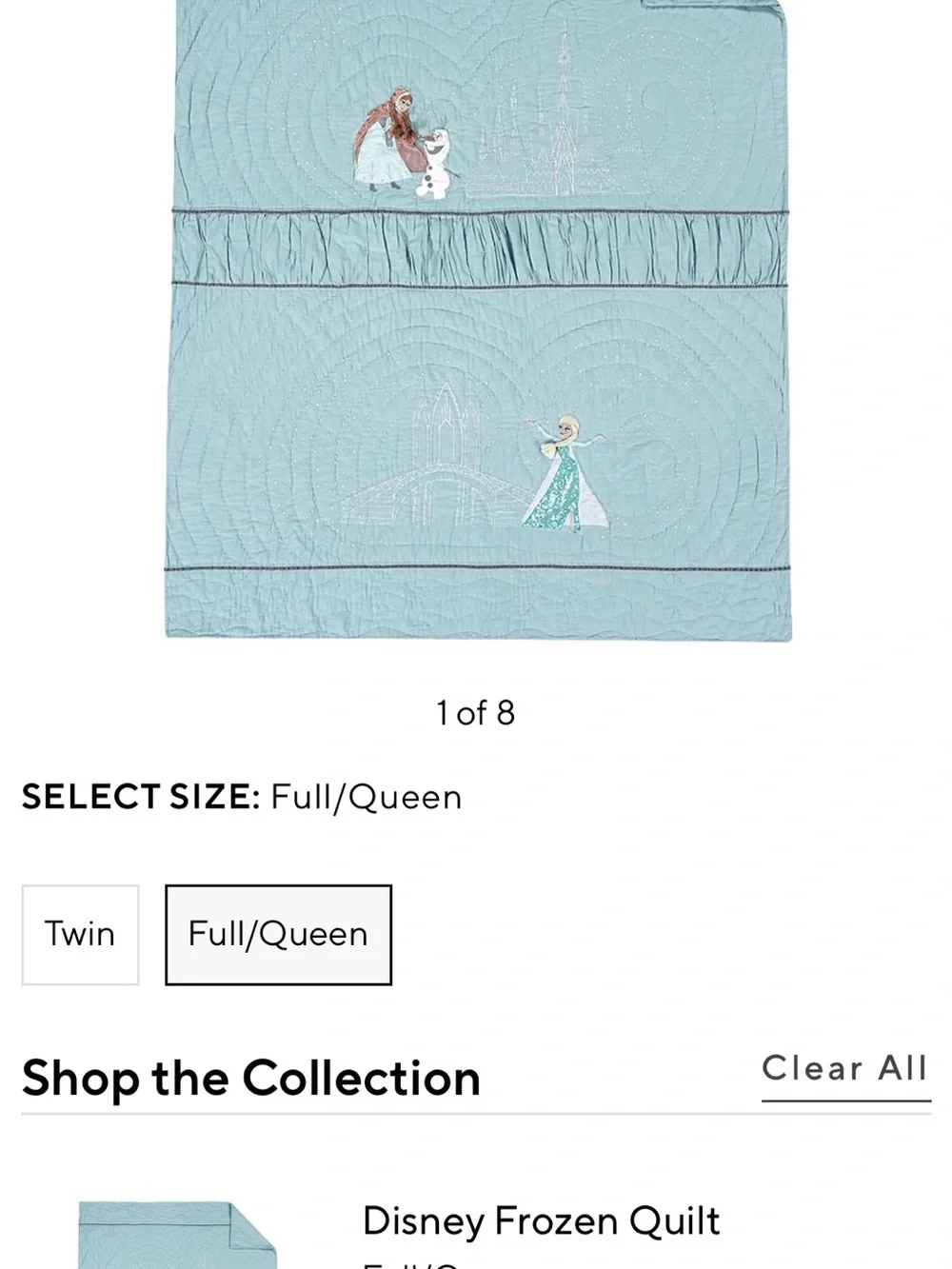 Disney Pottery Barn Kids Light Aqua Quilted Comforter with Princess
